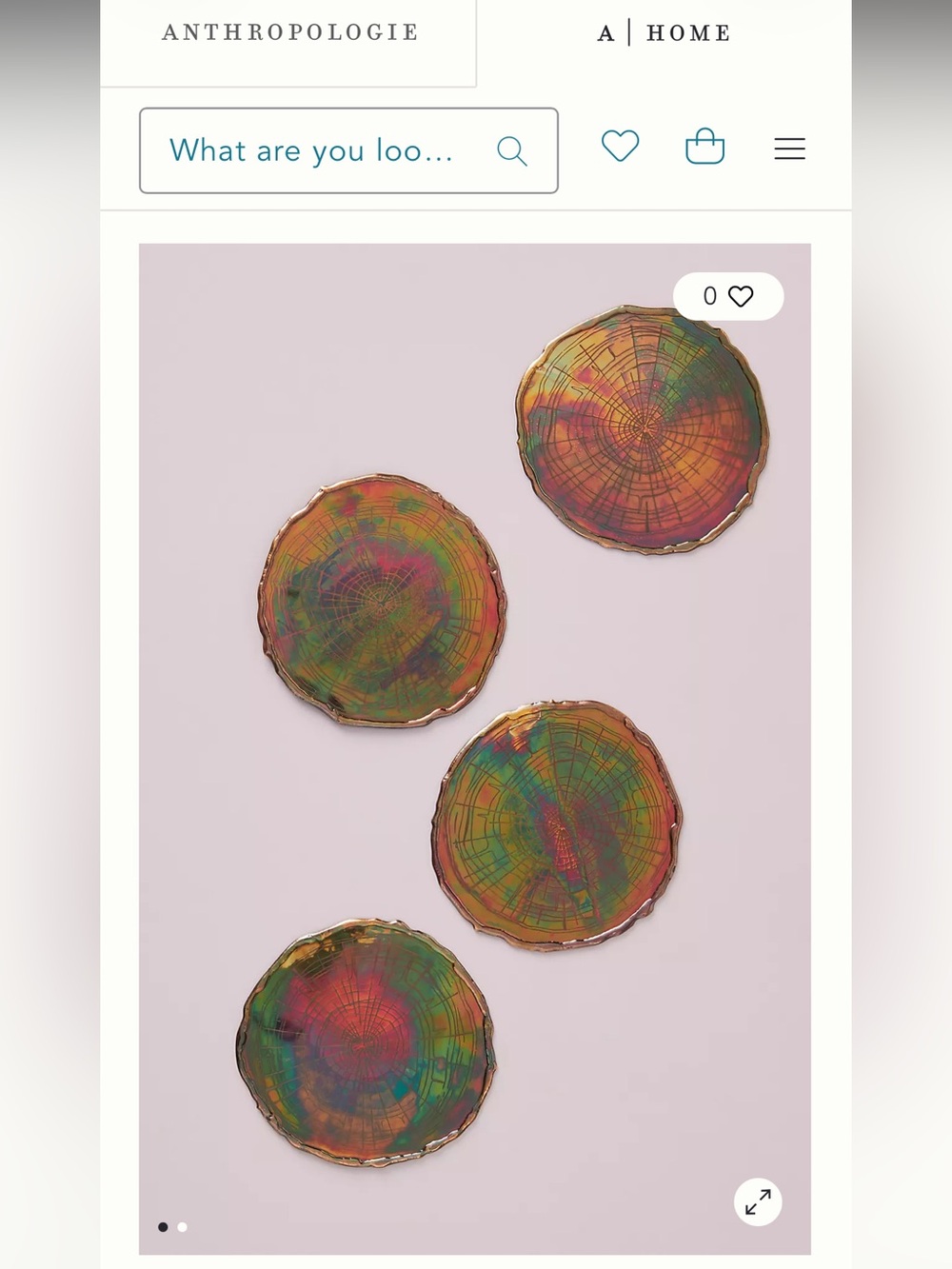 Anthropologie Metal Iridescent Multicolor Tree Ring Coasters (4) - Picture 6 of 7